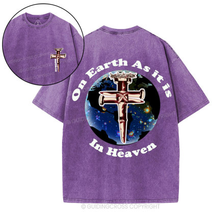 On Earth As it is in Heaven Christian Washed T-Shirt