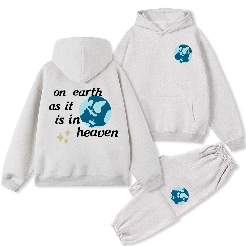 On Erath As It Is In Heaven Christian Fleece Hoodie Set