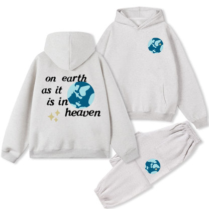 On Erath As It Is In Heaven Christian Fleece Hoodie Set