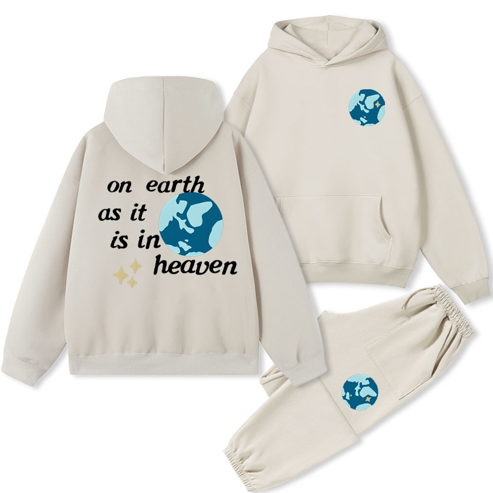 On Erath As It Is In Heaven Christian Fleece Hoodie Set