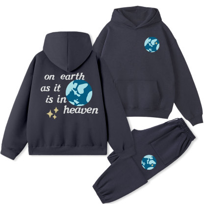 On Erath As It Is In Heaven Christian Fleece Hoodie Set