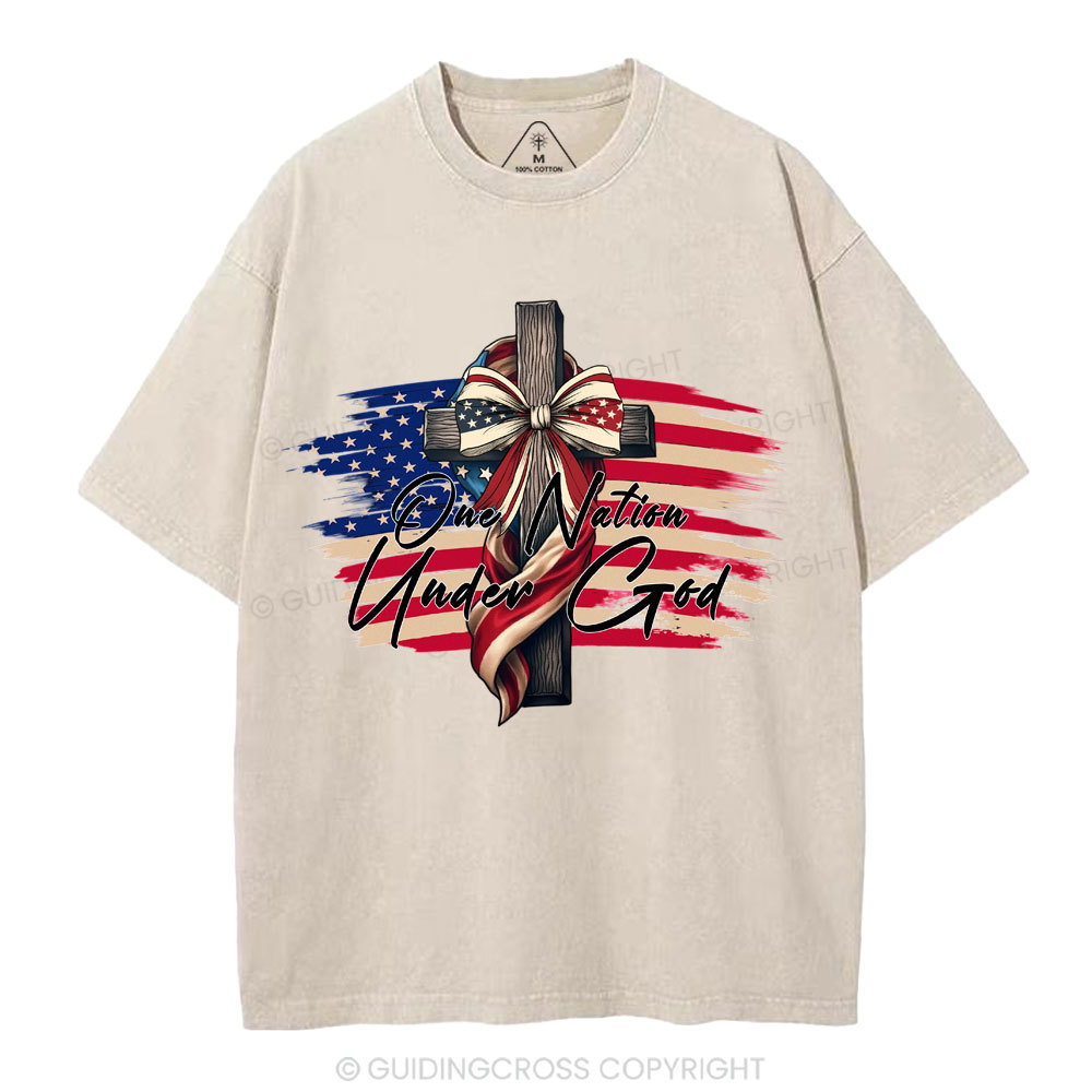 On Nation Under God Beauty Christian Washed T-Shirt