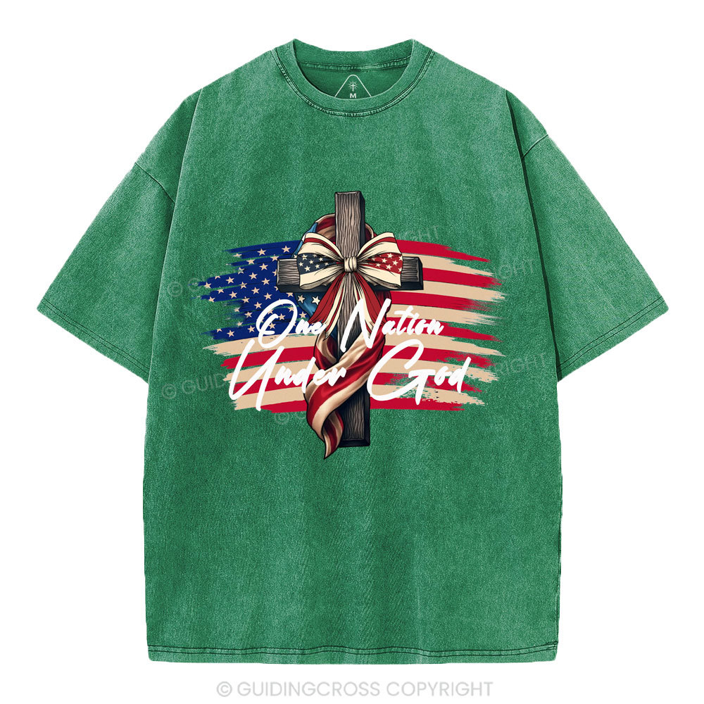 On Nation Under God Beauty Christian Washed T-Shirt