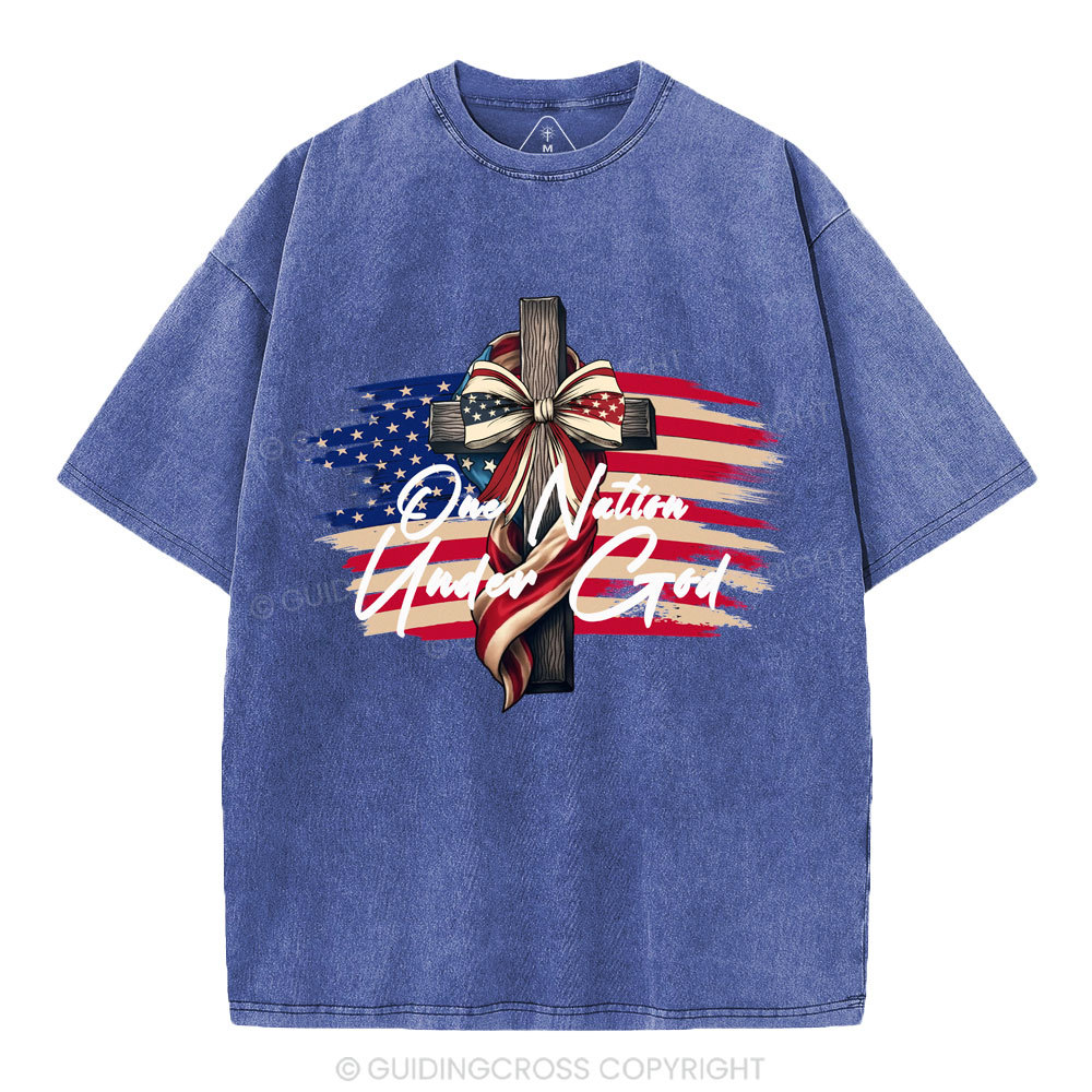 On Nation Under God Beauty Christian Washed T-Shirt
