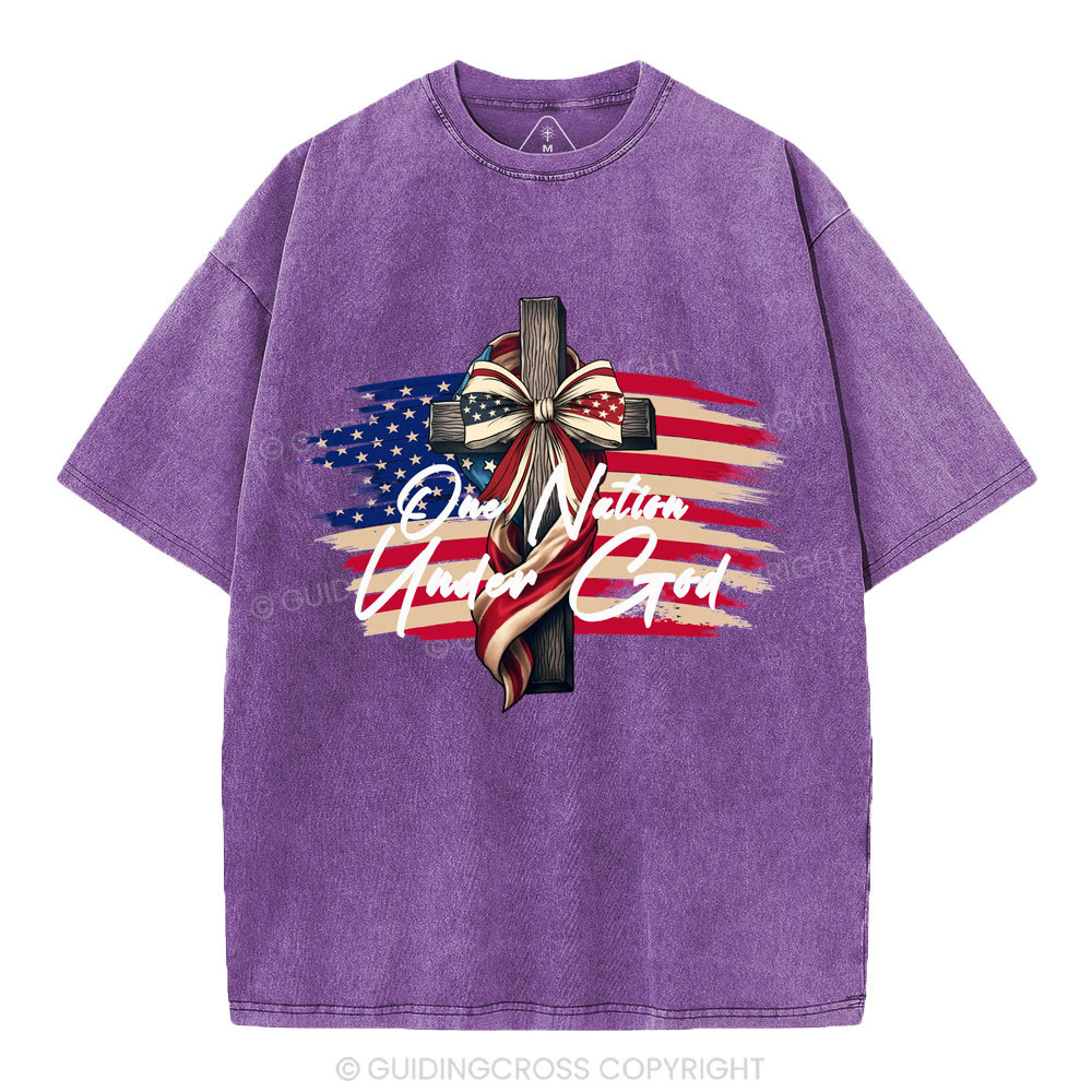 On Nation Under God Beauty Christian Washed T-Shirt