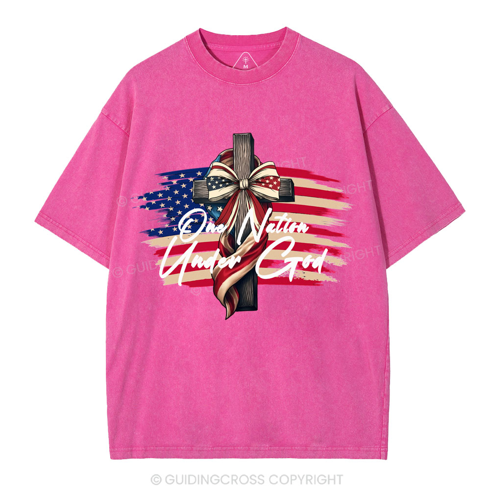 On Nation Under God Beauty Christian Washed T-Shirt