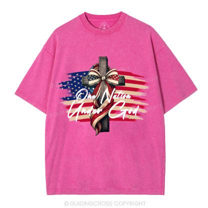 On Nation Under God Beauty Christian Washed T-Shirt