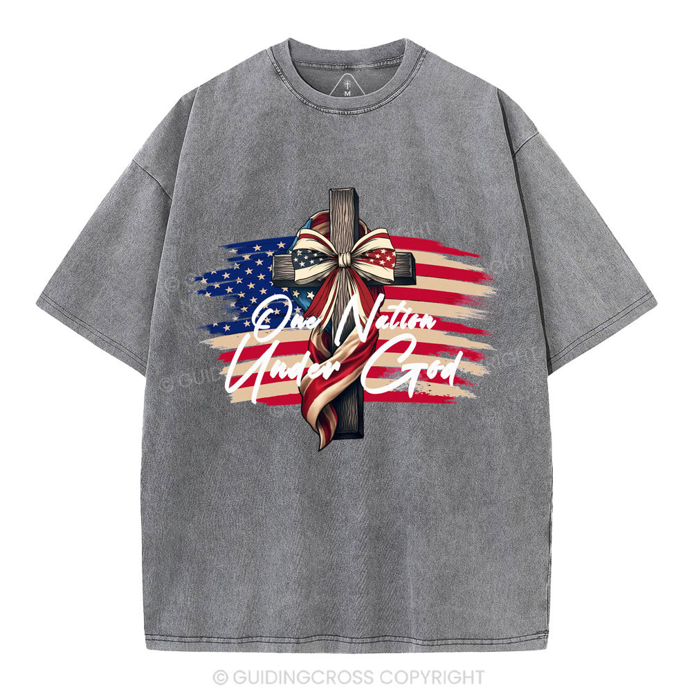 On Nation Under God Beauty Christian Washed T-Shirt