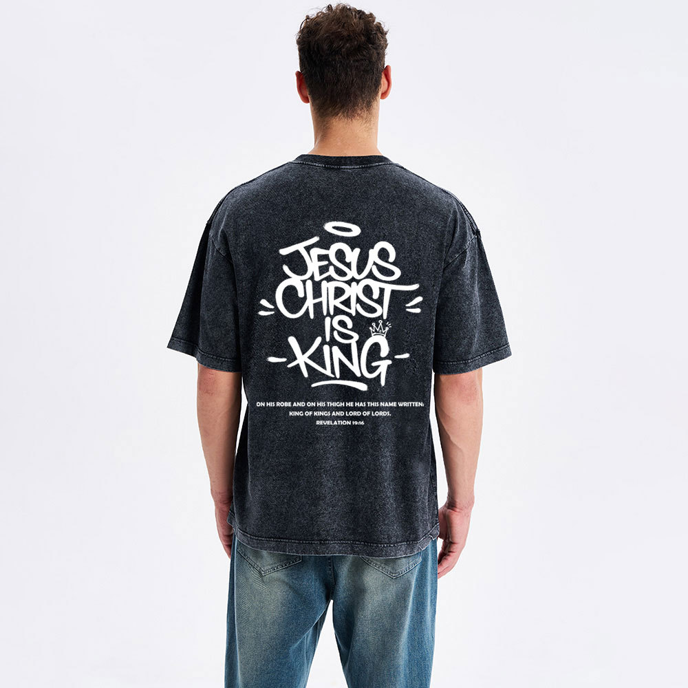 Jesus Christ Is King Christian Washed T-Shirt