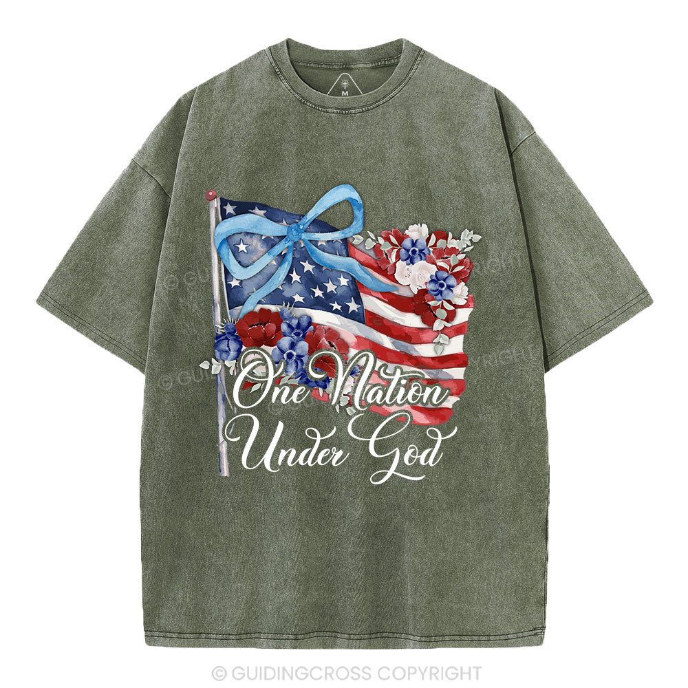 One Nation Under God Christian Washed T-Shirt
