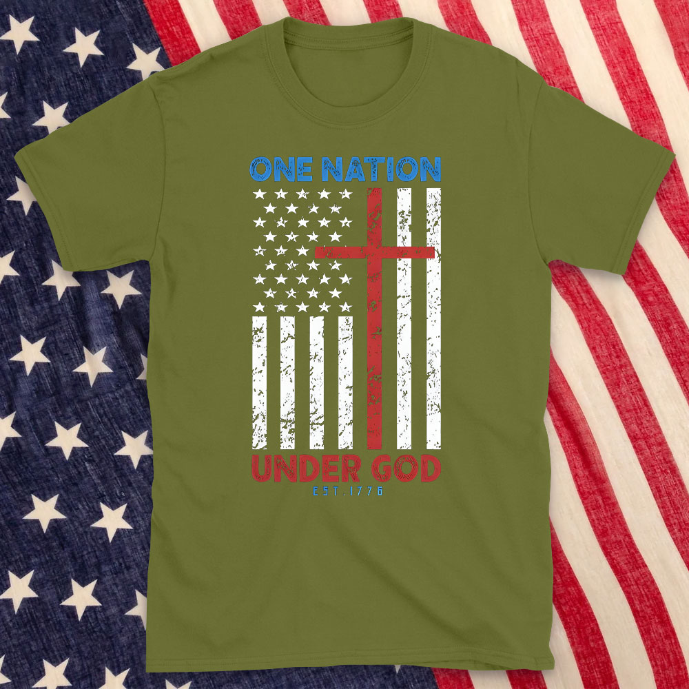 One Nation Under God Christian Washed T-Shirt