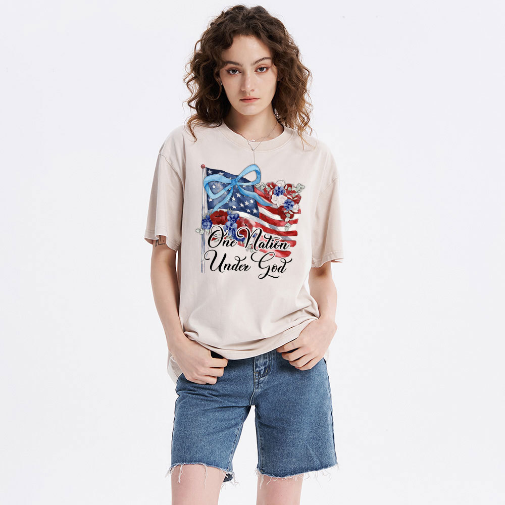 One Nation Under God Christian Washed T-Shirt