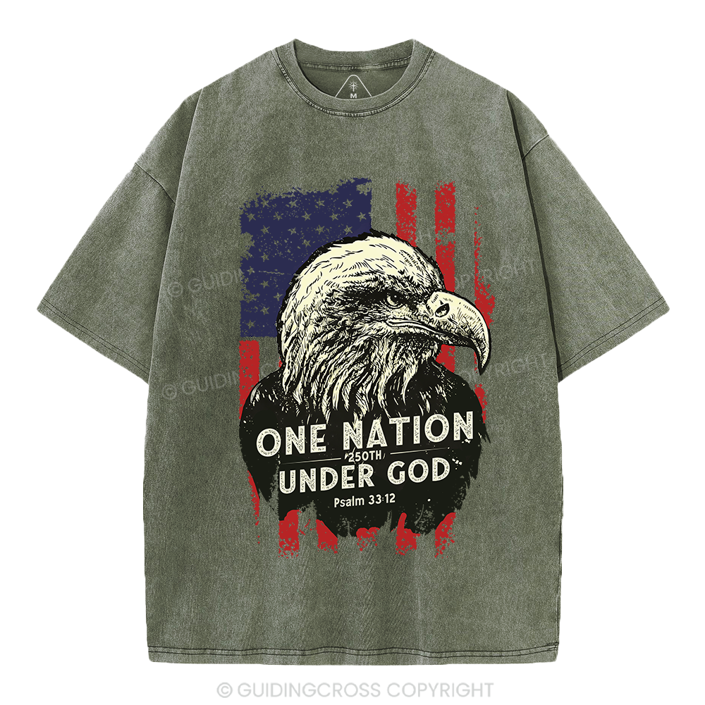 One Nation Under God Christian Washed T-Shirt