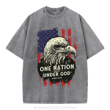 One Nation Under God Christian Washed T-Shirt
