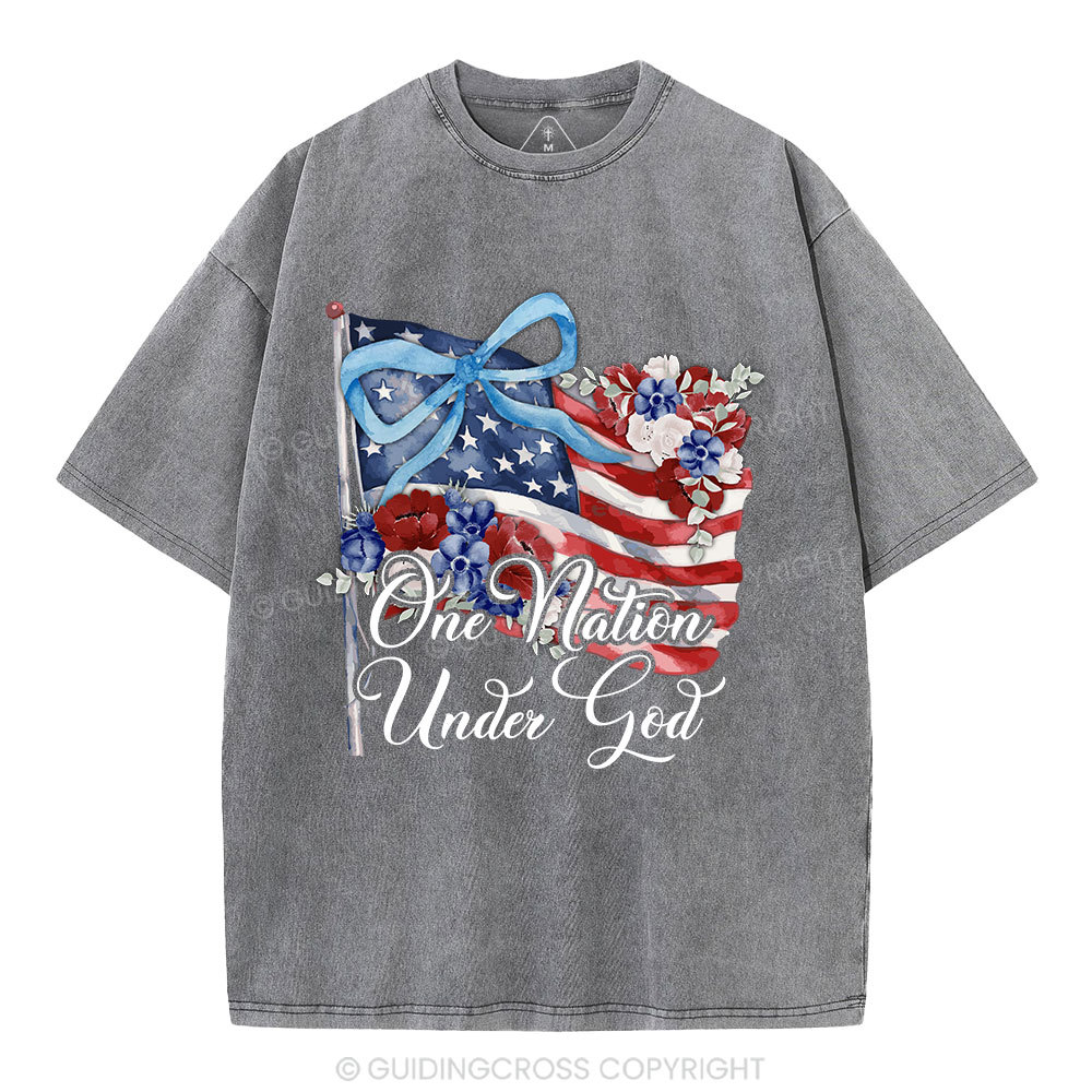 One Nation Under God Christian Washed T-Shirt