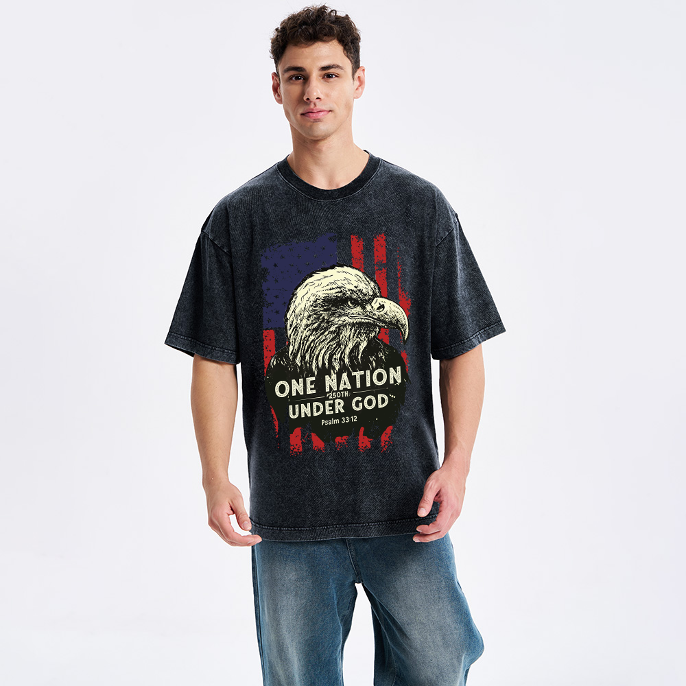 One Nation Under God Christian Washed T-Shirt