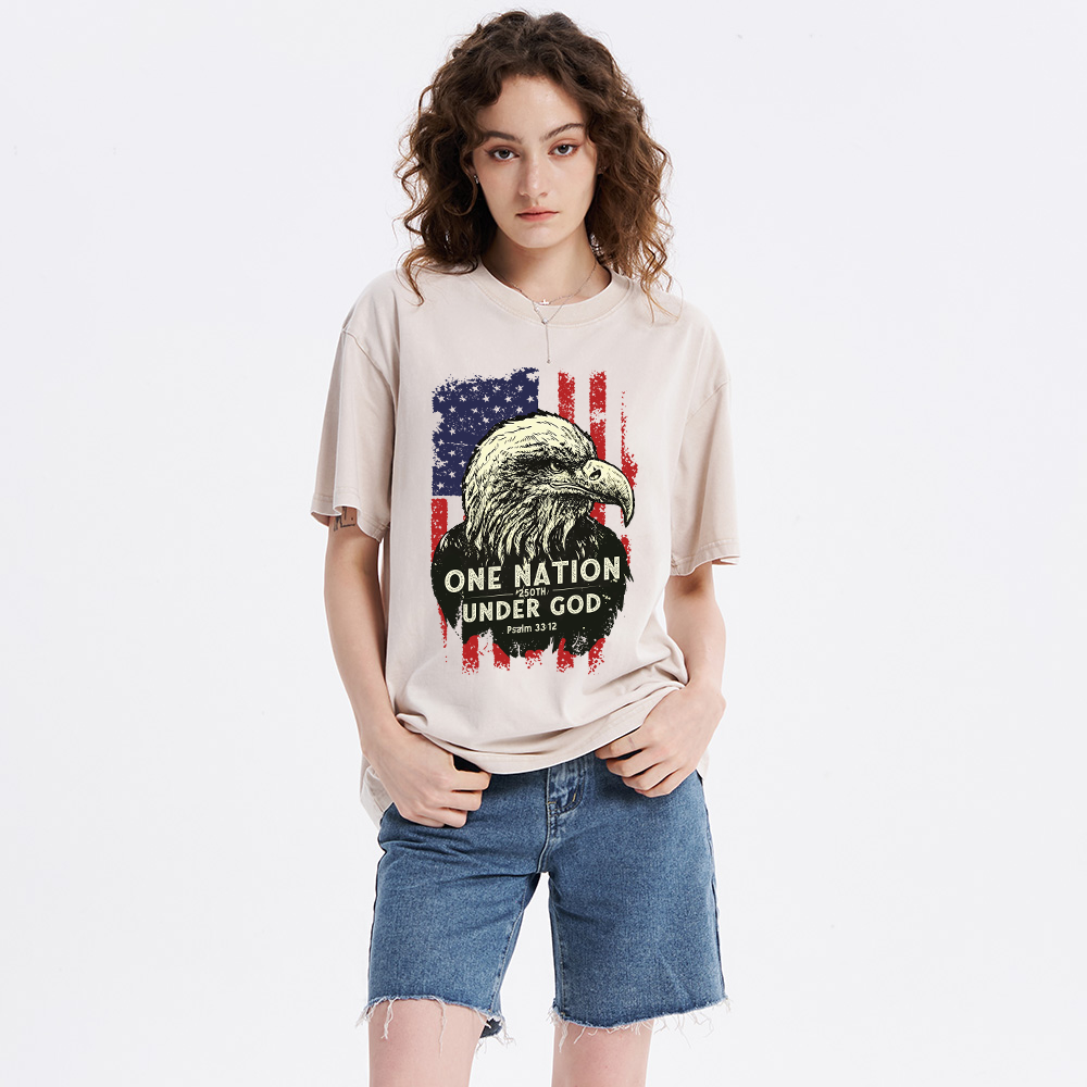 One Nation Under God Christian Washed T-Shirt