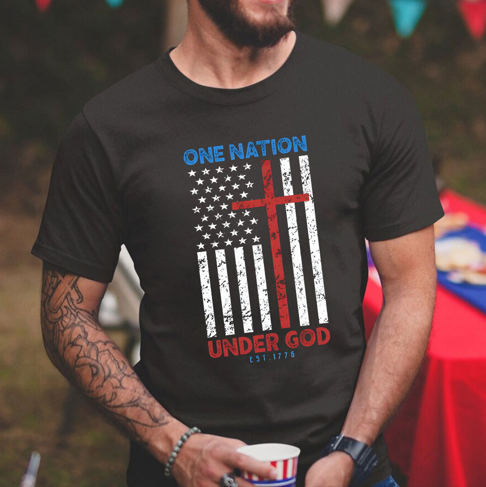 One Nation Under God Christian Washed T-Shirt