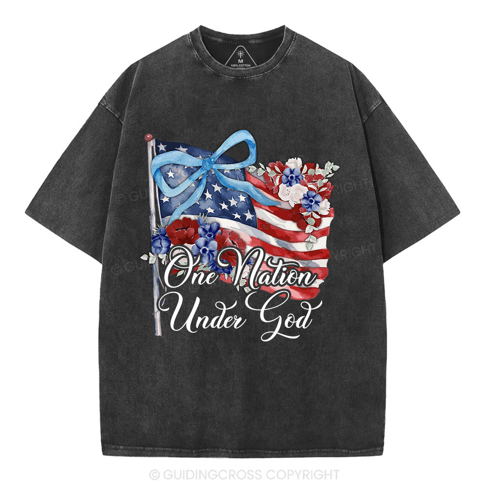One Nation Under God Christian Washed T-Shirt