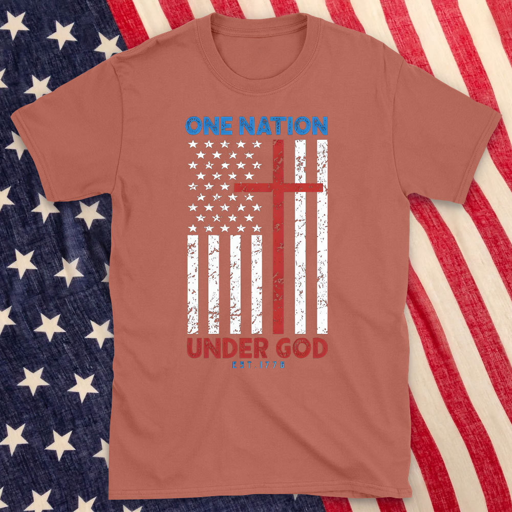 One Nation Under God Christian Washed T-Shirt