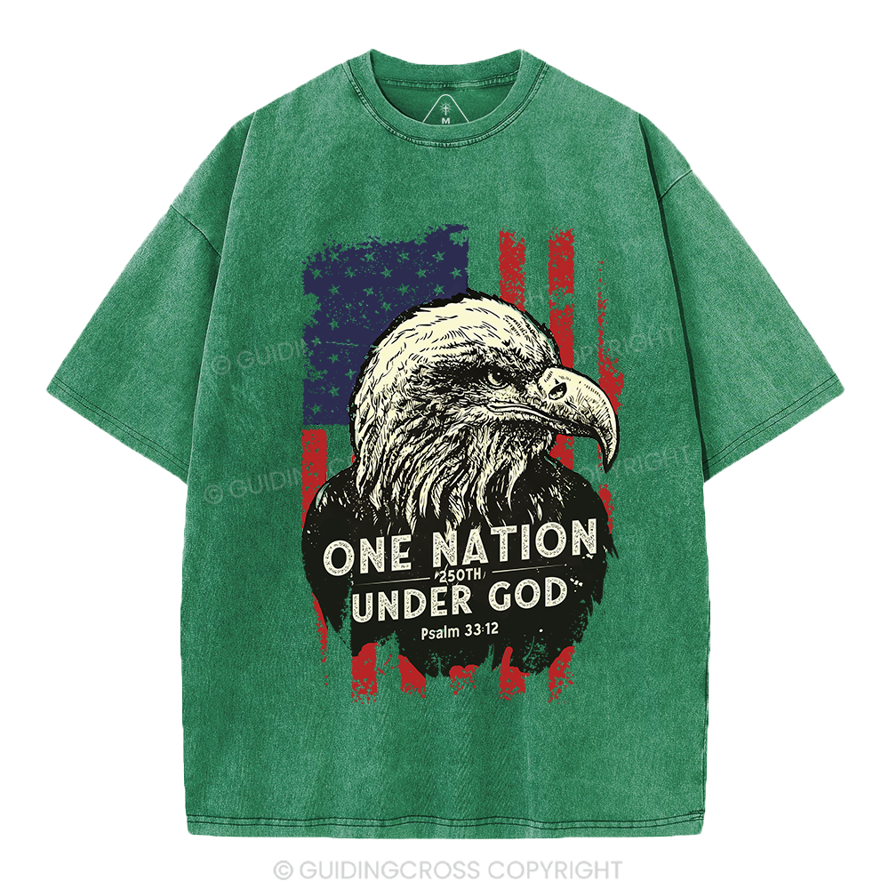 One Nation Under God Christian Washed T-Shirt