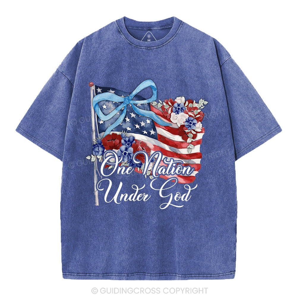 One Nation Under God Christian Washed T-Shirt