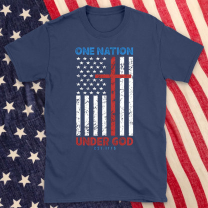 One Nation Under God Christian Washed T-Shirt