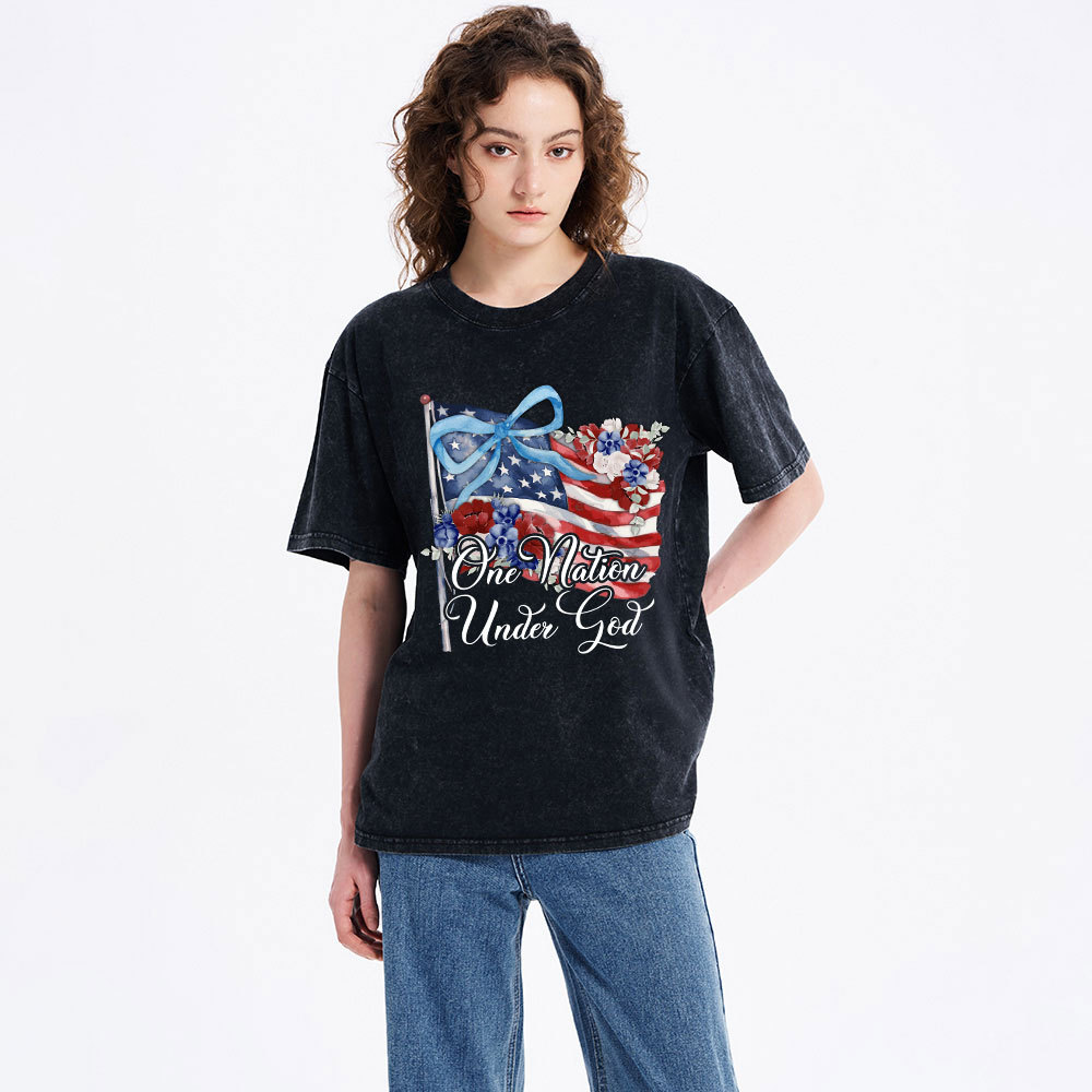 One Nation Under God Christian Washed T-Shirt