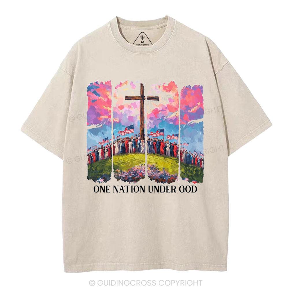 One Nation Under God Christian Washed T-Shirt
