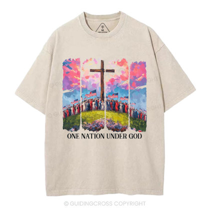 One Nation Under God Christian Washed T-Shirt