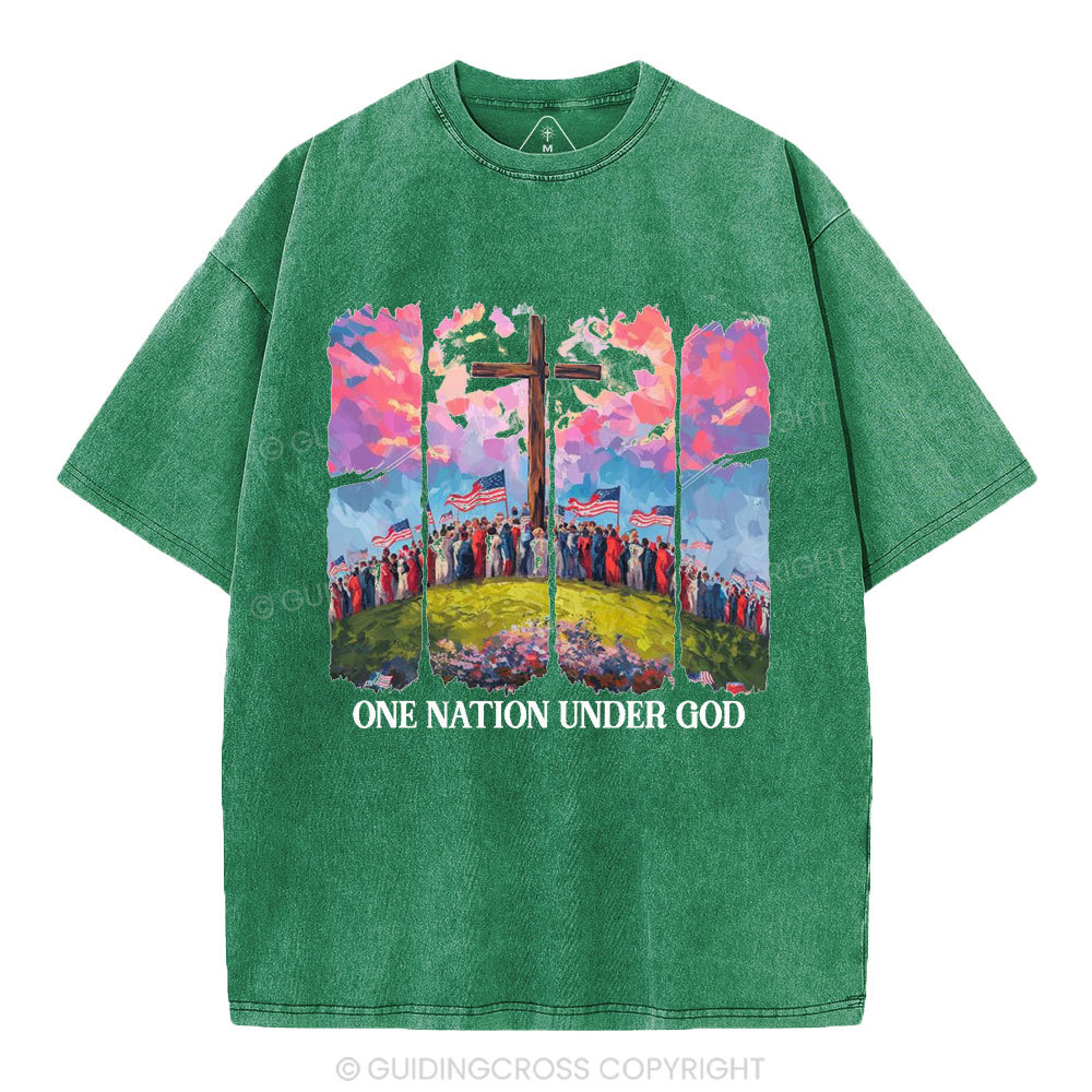 One Nation Under God Christian Washed T-Shirt