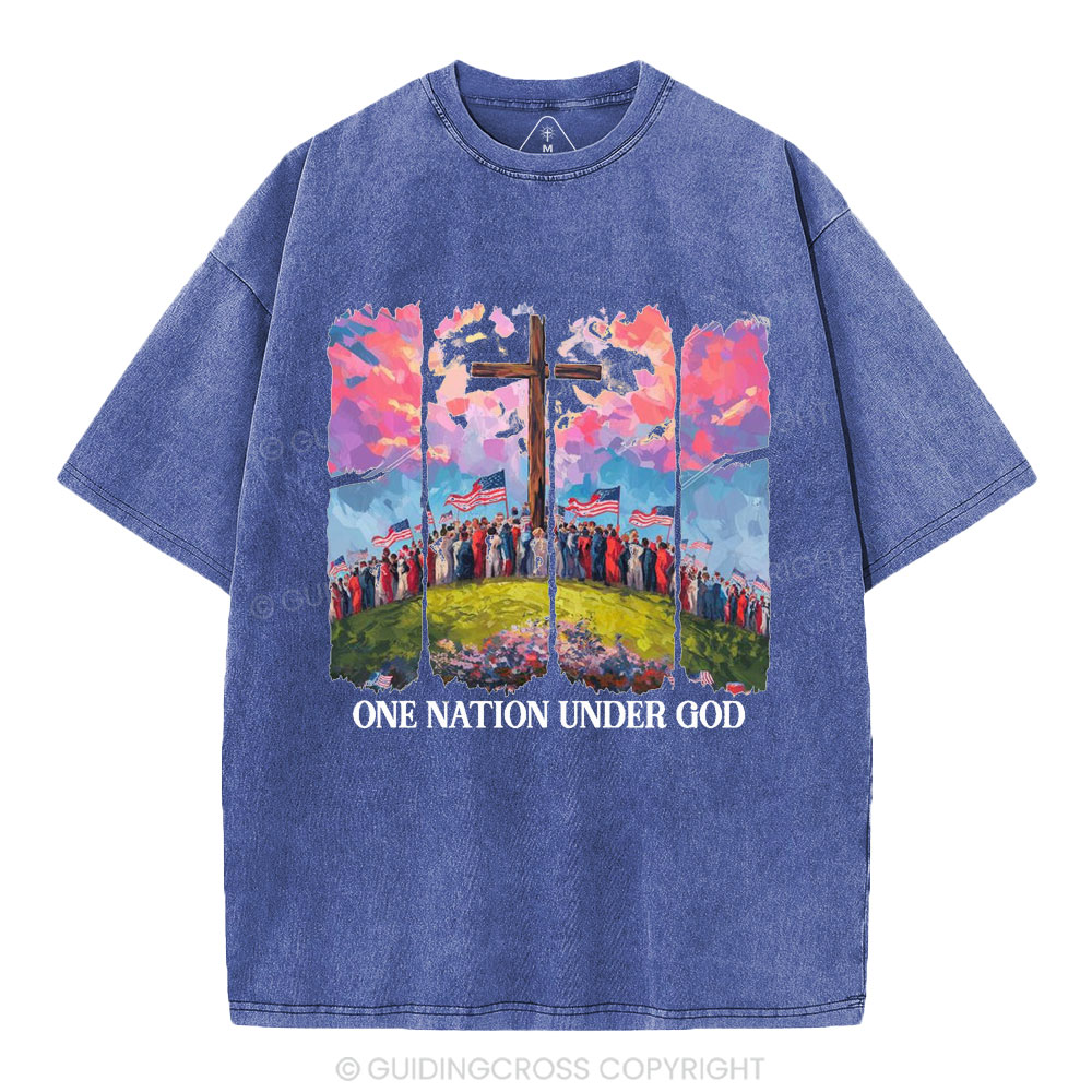 One Nation Under God Christian Washed T-Shirt