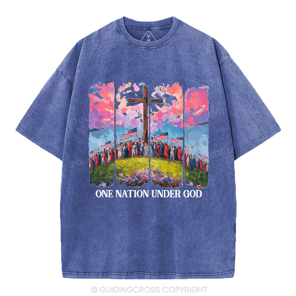 One Nation Under God Christian Washed T-Shirt