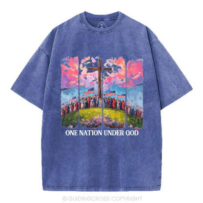 One Nation Under God Christian Washed T-Shirt