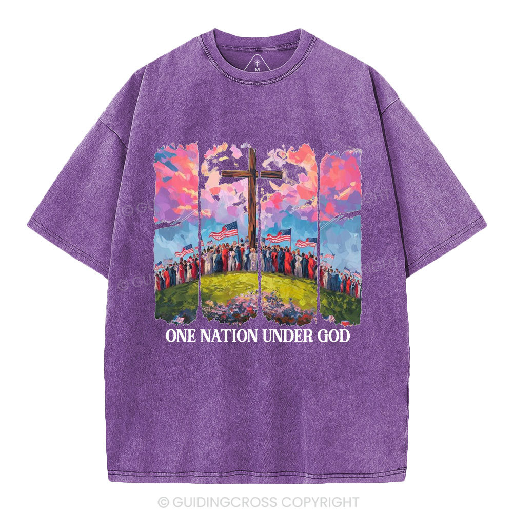 One Nation Under God Christian Washed T-Shirt