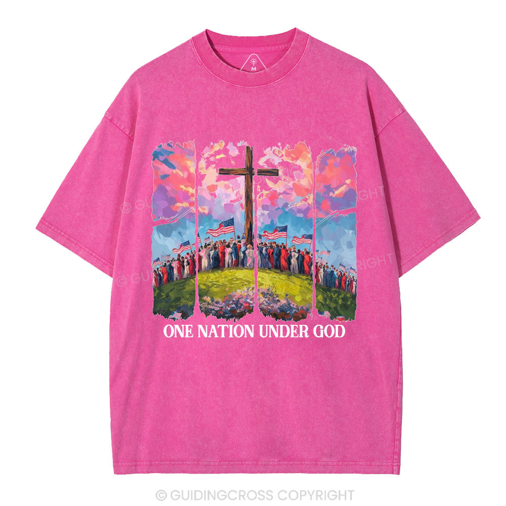 One Nation Under God Christian Washed T-Shirt