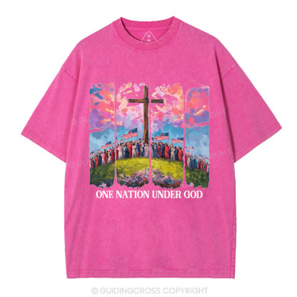 One Nation Under God Christian Washed T-Shirt