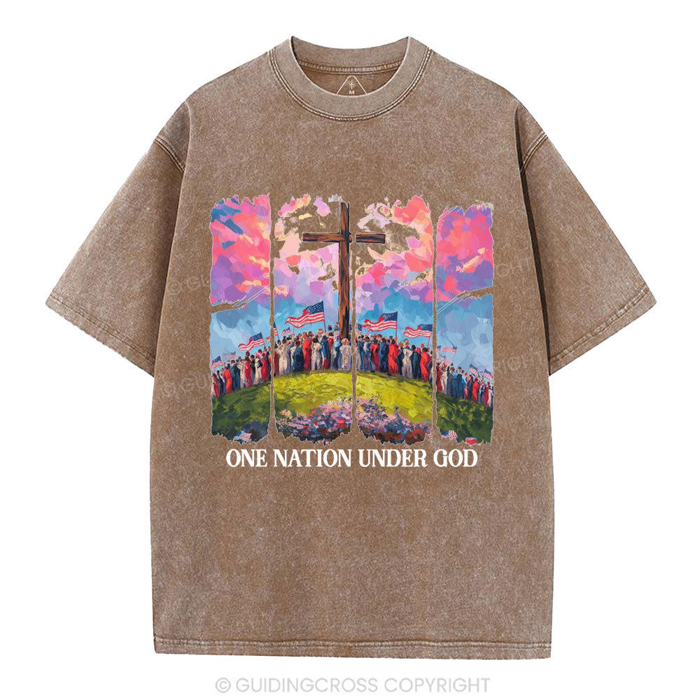 One Nation Under God Christian Washed T-Shirt