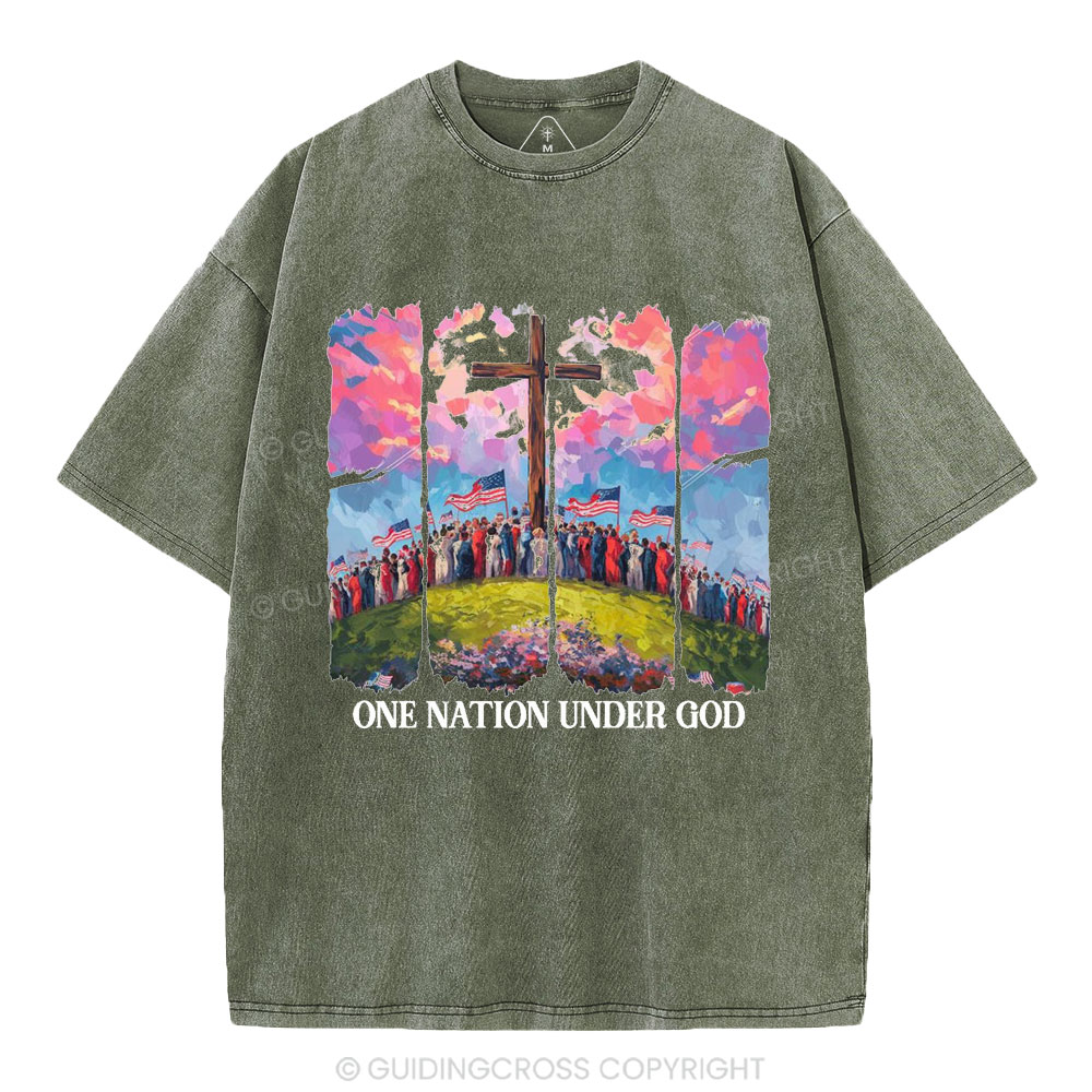 One Nation Under God Christian Washed T-Shirt
