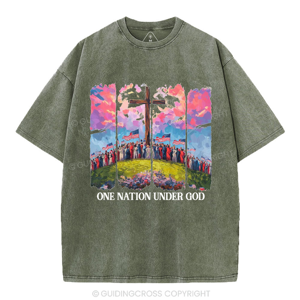 One Nation Under God Christian Washed T-Shirt