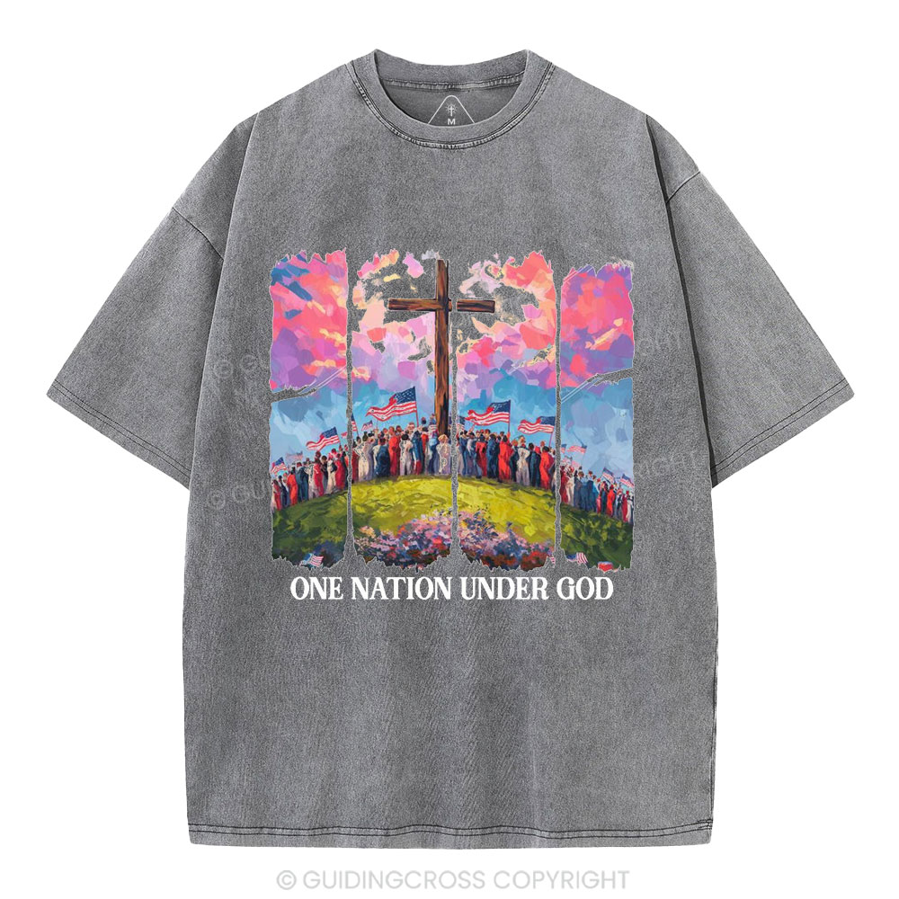 One Nation Under God Christian Washed T-Shirt
