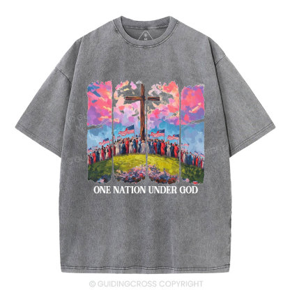 One Nation Under God Christian Washed T-Shirt