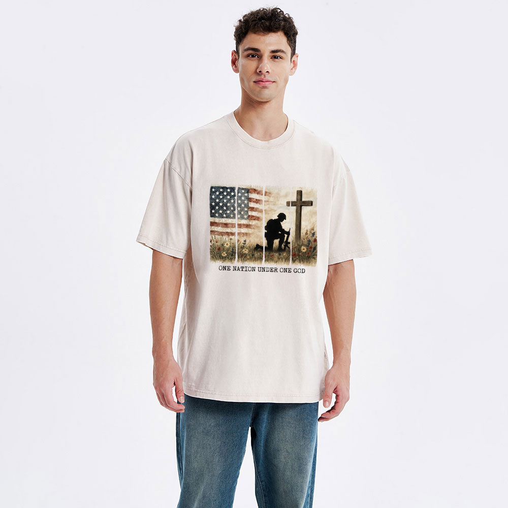 One Nation Under One God Christian Washed T-Shirt