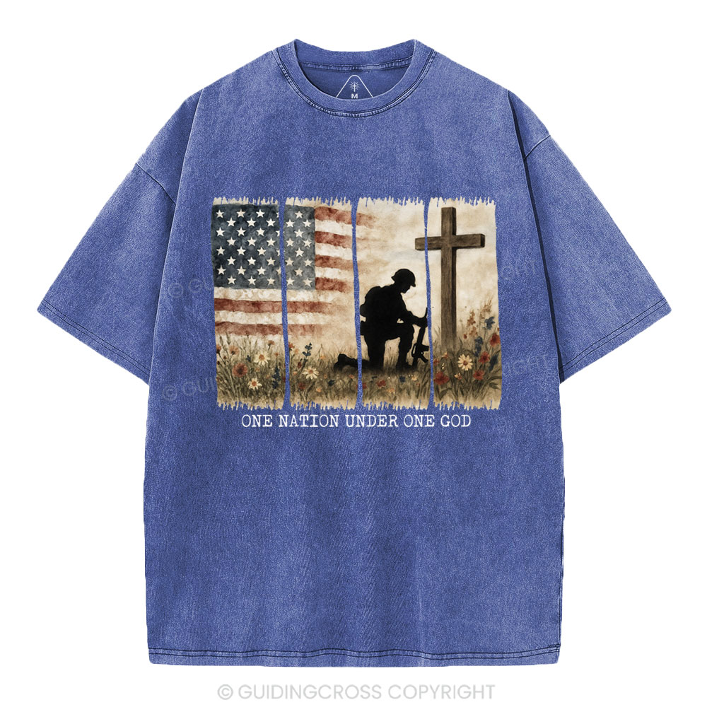 One Nation Under One God Christian Washed T-Shirt