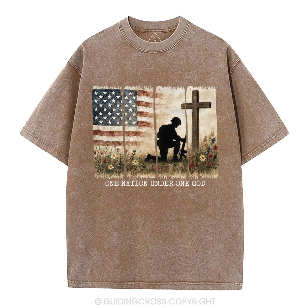 One Nation Under One God Christian Washed T-Shirt