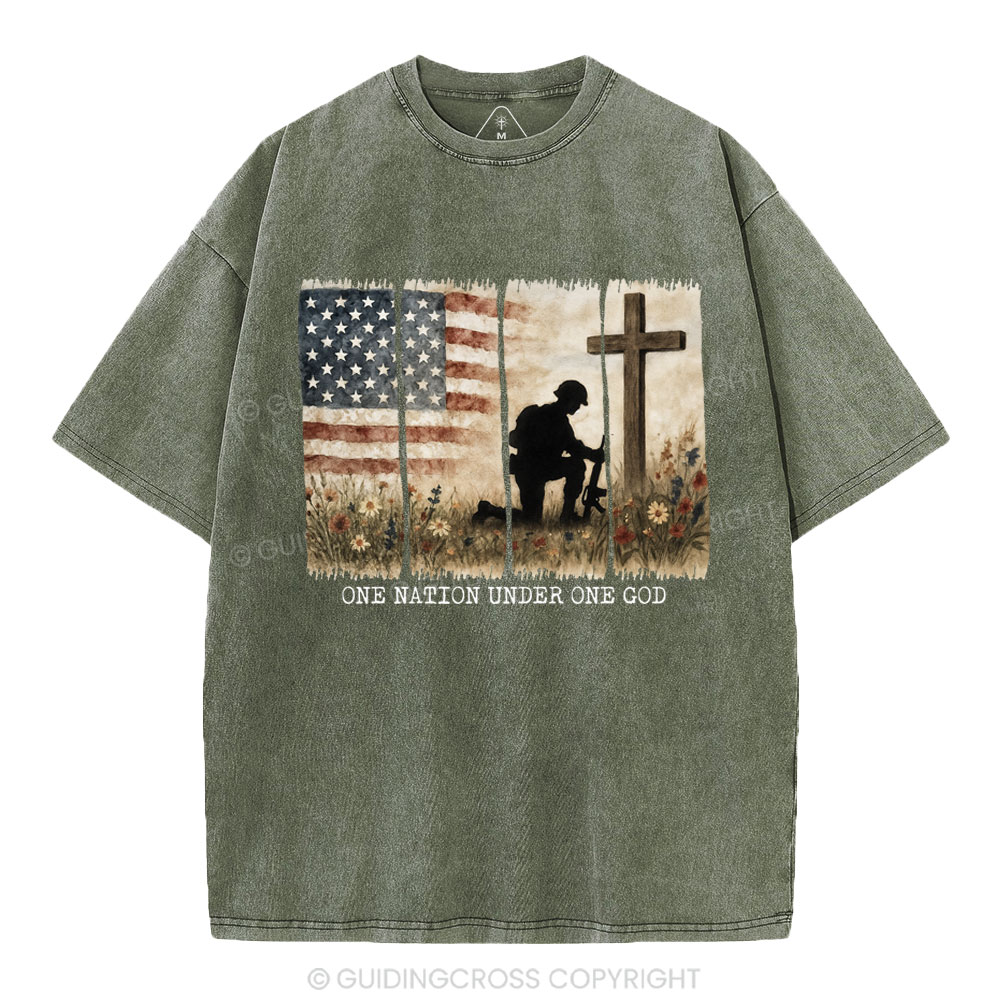 One Nation Under One God Christian Washed T-Shirt