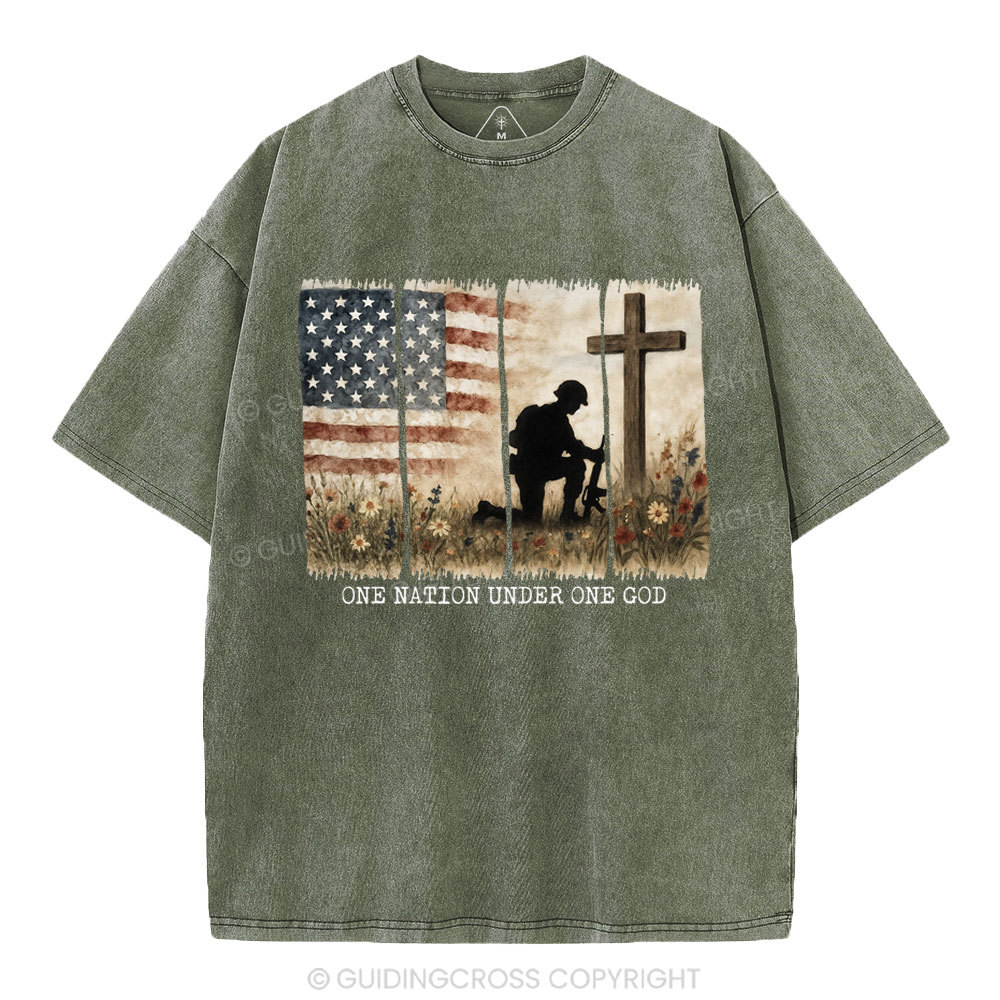 One Nation Under One God Christian Washed T-Shirt