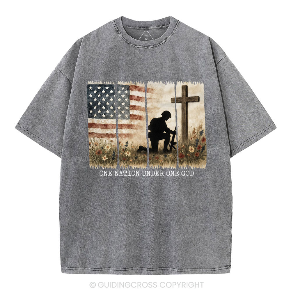 One Nation Under One God Christian Washed T-Shirt