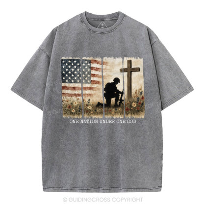 One Nation Under One God Christian Washed T-Shirt