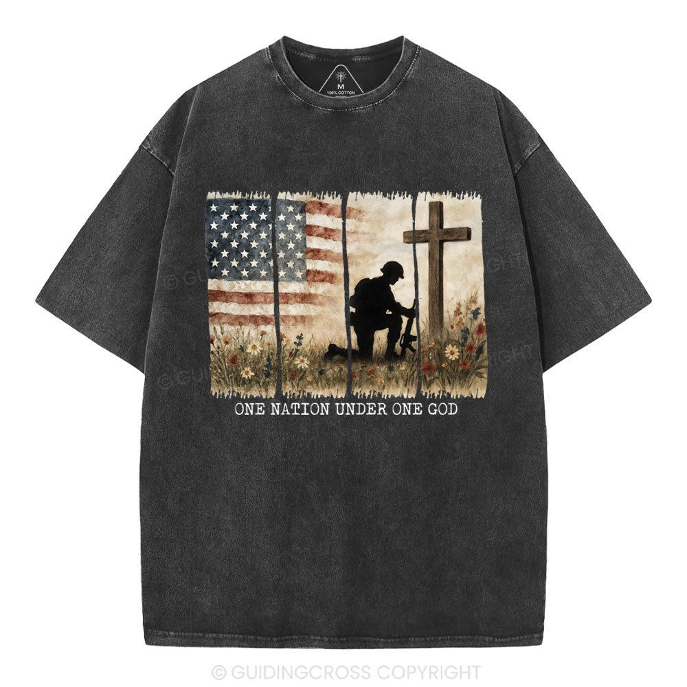 One Nation Under One God Christian Washed T-Shirt